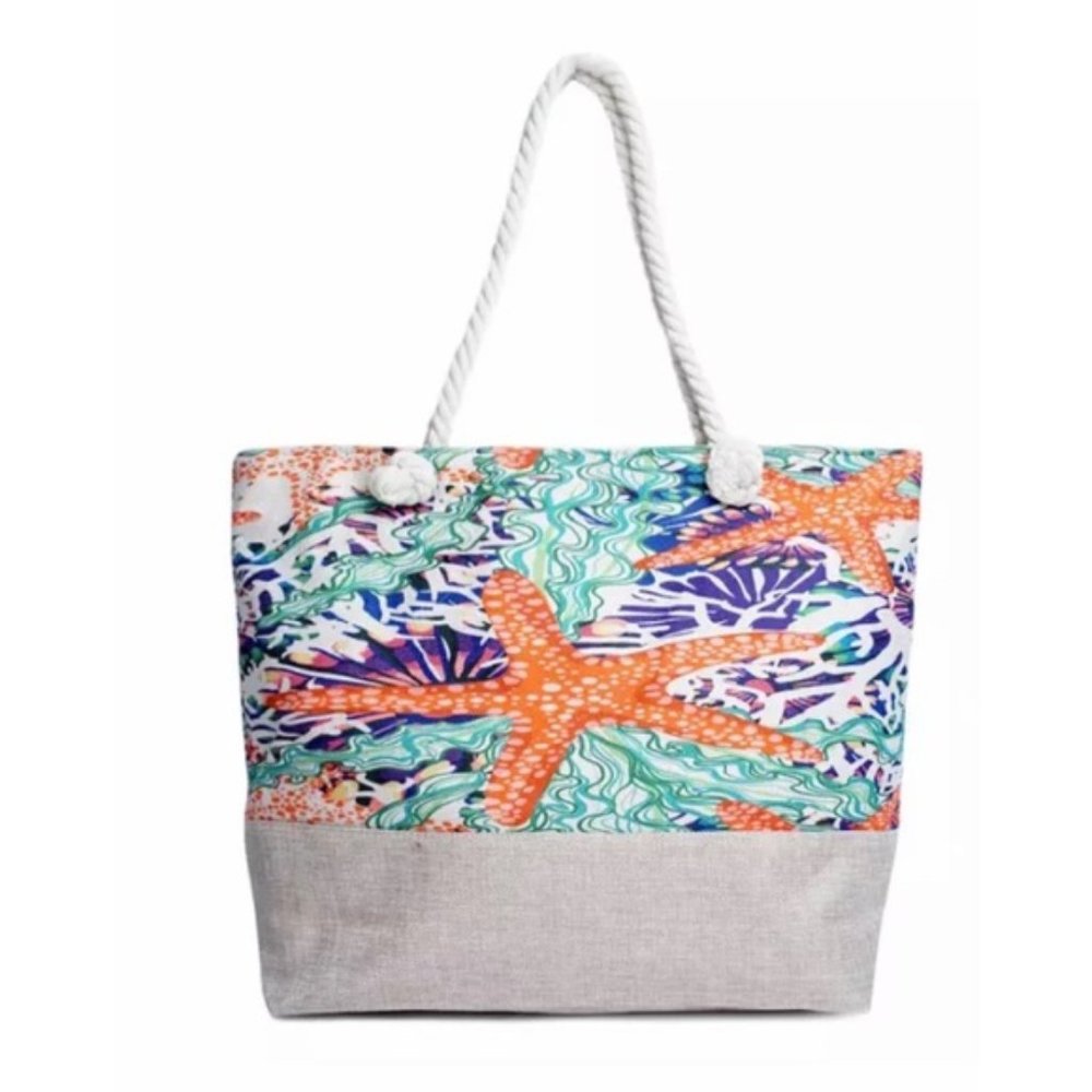 Starfish Theme Large Roomy Tote - Picture 4 of 7